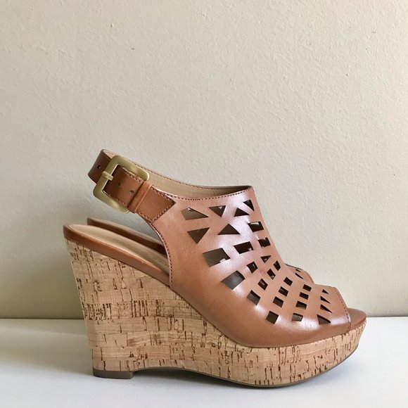 Franco Sarto Shoes - NWOT Franco Sarto Sassy Brown Cork Wedge Sandals
